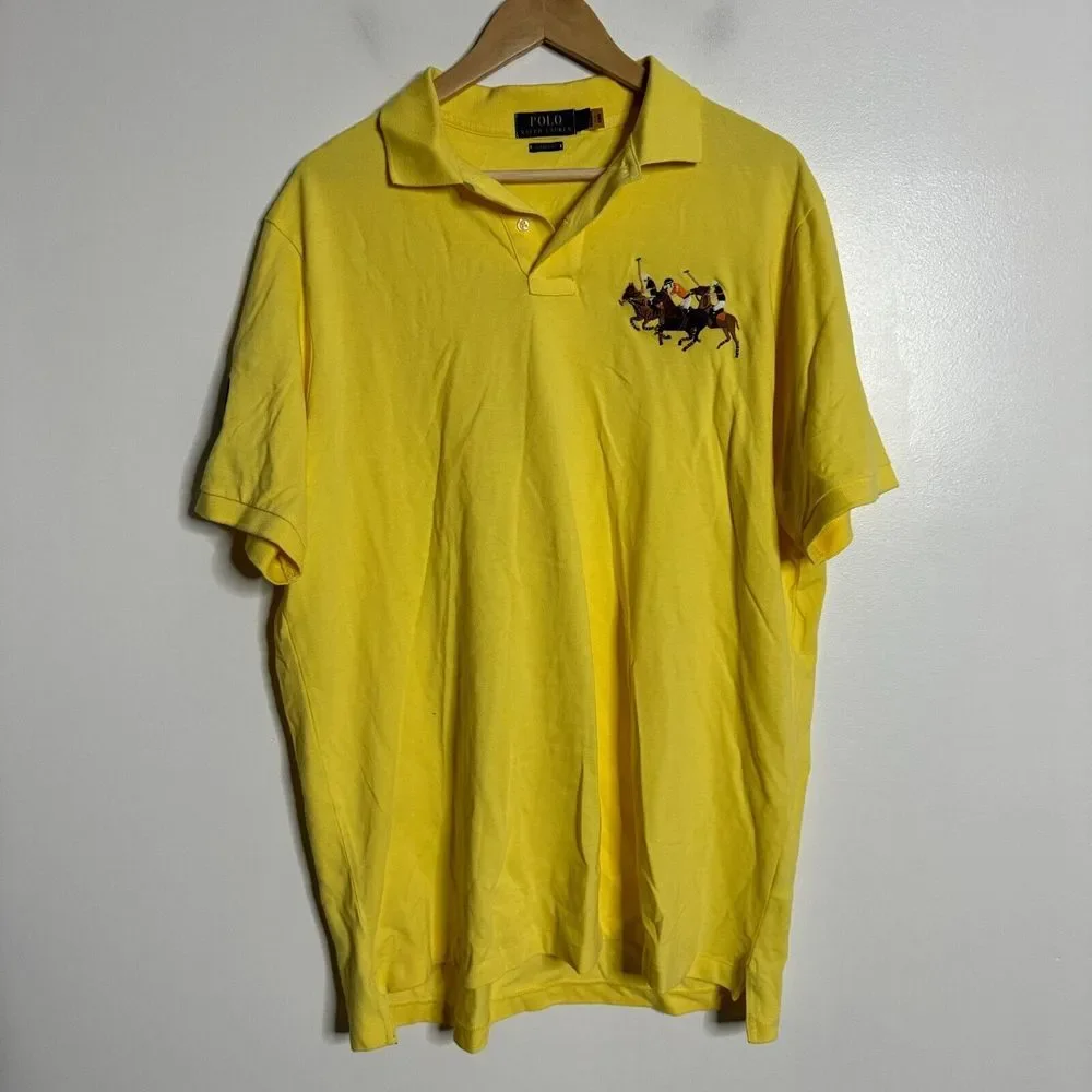 Polo Shirt Mens XL Yellow Short‎ Sleeve Cotton